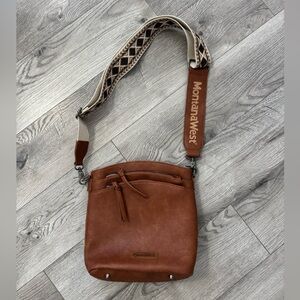 Montana West Tan Crossbody Bag with Patterned Strap